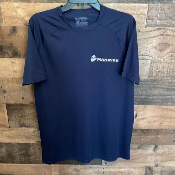 Expert Brand Shirt Marines Logo Graphic Blue White Short Sleeve Medium - Picture 8 of 8
